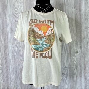Old Navy EveryWear "Go With The Flow" Graphic Tee - cream/Size L